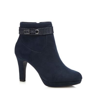 The Collection Navy buckle high ankle boots